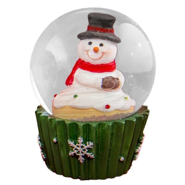 Χριστουγεννιάτικη Διακοσμητική Χιονόμπαλα, Γλυκάκι με Χιονάνθρωπο (5cm)